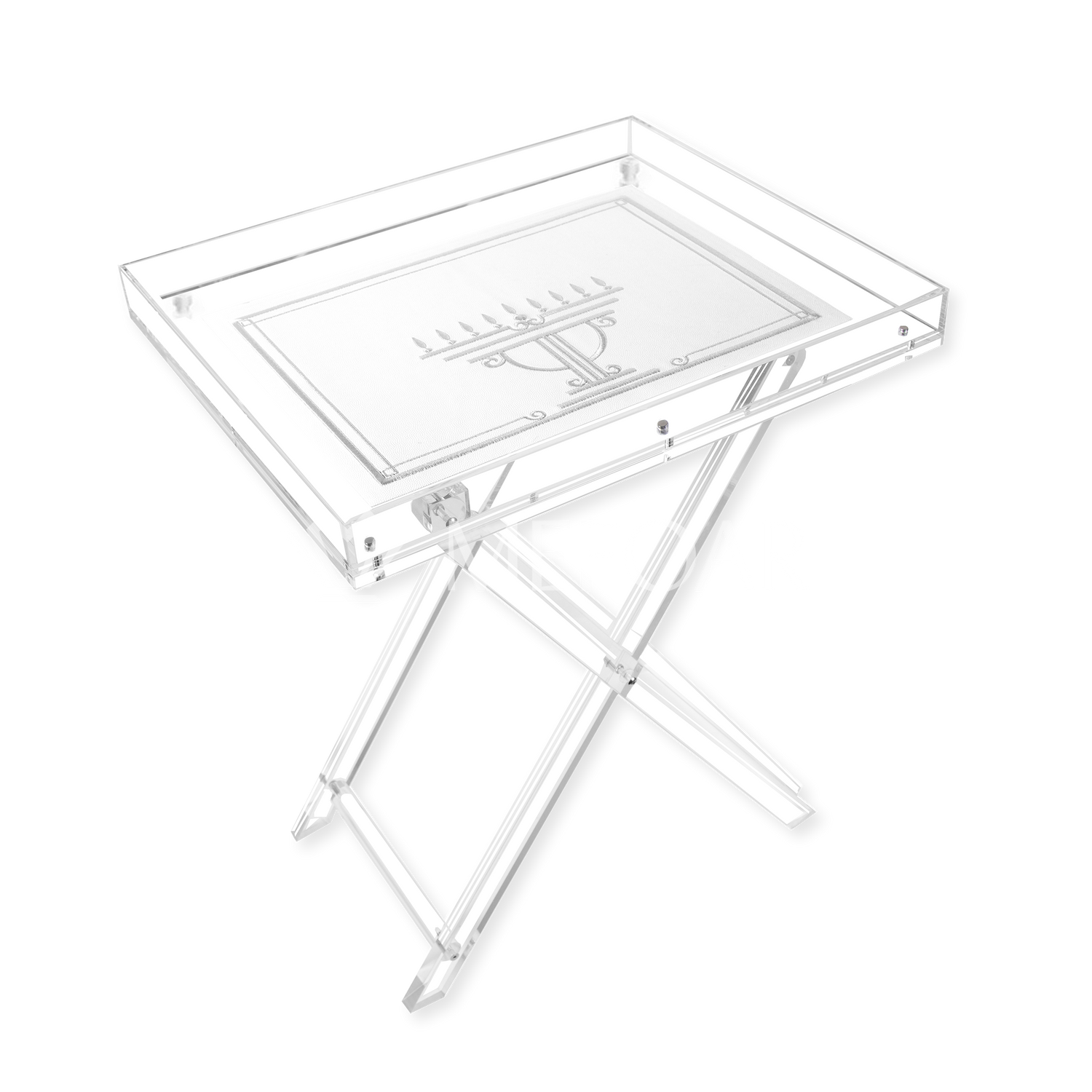 Acrylic Rectangle Chanuka & Year Round Folding Table Style #102 - Judaica Decor view 2 | Judaica Square Lakewood