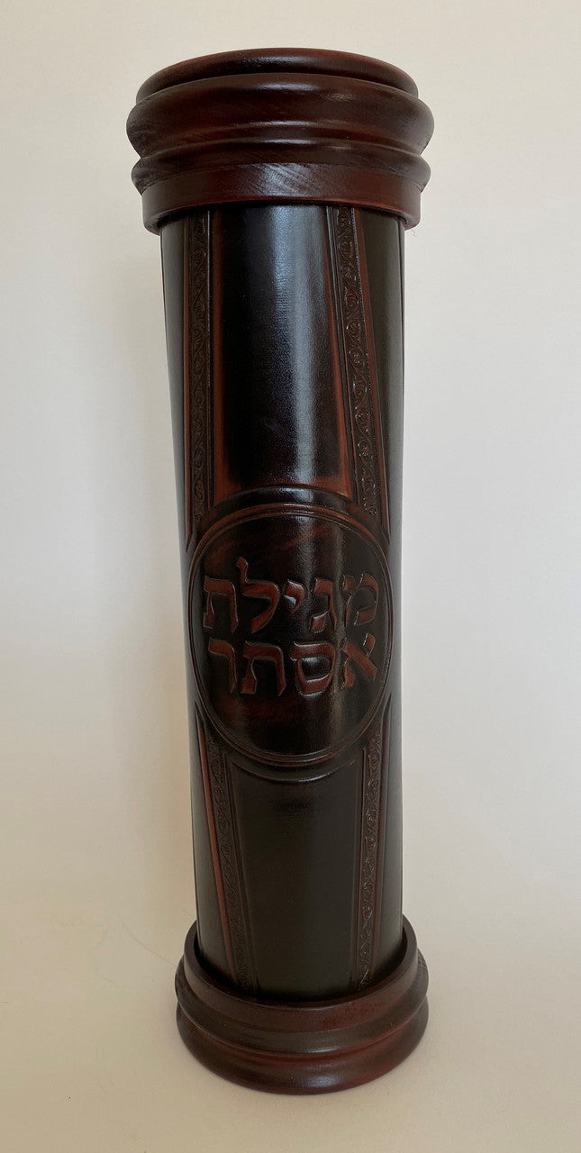 Antique Leather & Wood Megillah Holder 12" (MG-ALR12B)