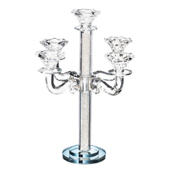 Candelabra: 5 Branch Crystal Crushed Stone Design