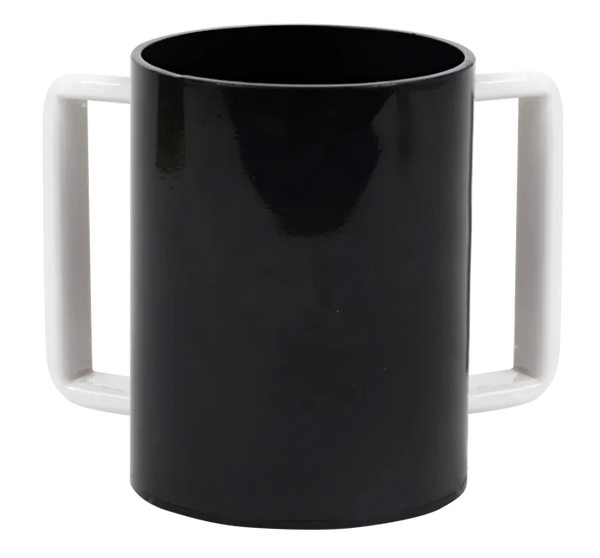 Wash Cup: Lucite Black - White Handles