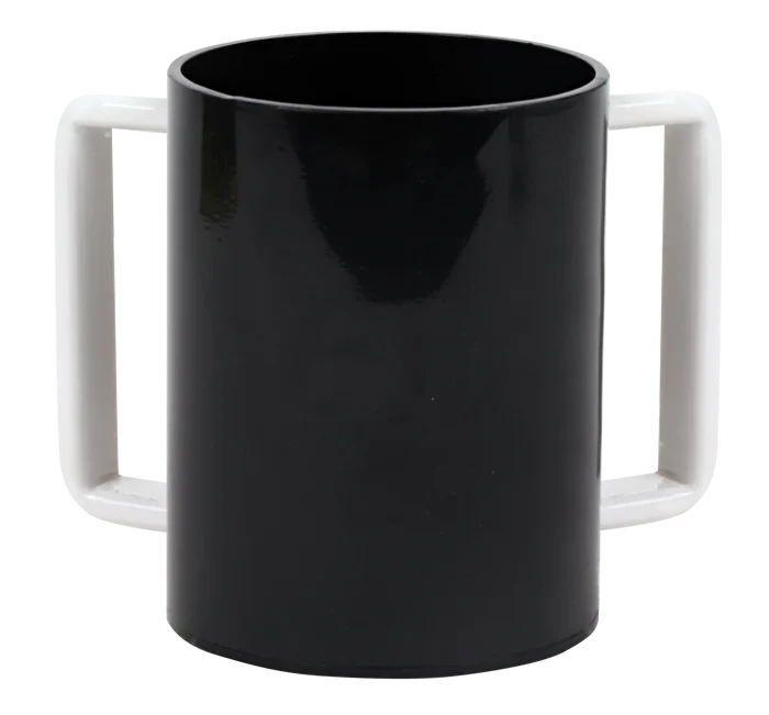 Wash Cup: Lucite Black - White Handles
