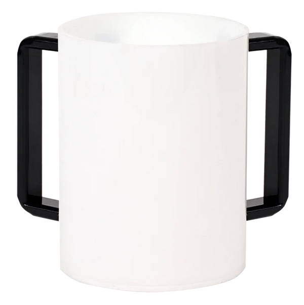 Wash Cup: Lucite White - Black Handles