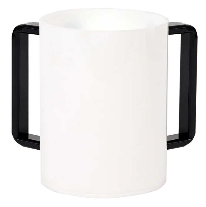 Wash Cup: Lucite White - Black Handles