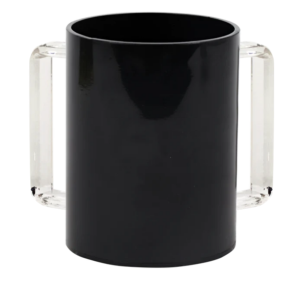 Wash Cup: Lucite Black - Clear Handles