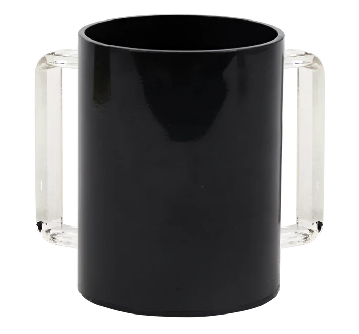 Wash Cup: Lucite Black - Clear Handles
