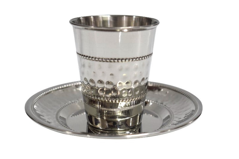 Kiddush Cup Set Stainless Steel Hammered Dotted 3" ( 140 ml 4.7 oz) (12 per Case)