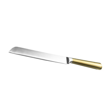 Stainless Steel Knife Gold Handle Non Serrated 13" — Challah Knife (A&M Judaica)