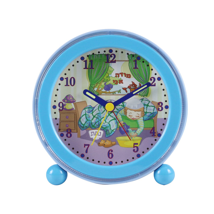 Modeh Ani Singing Alarm Clock -Boy Light Blue 4.5x4.5 x 13/4" — singing Modeh Ani alarm clock | Judaica Square Lakewood