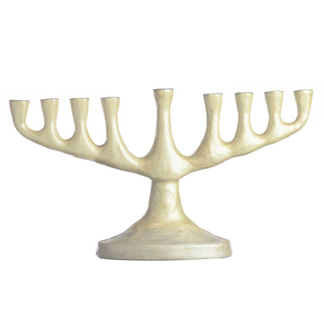 Menorah Stainless Steel Pearl 5.5 x 10" — Chanukah Menorah