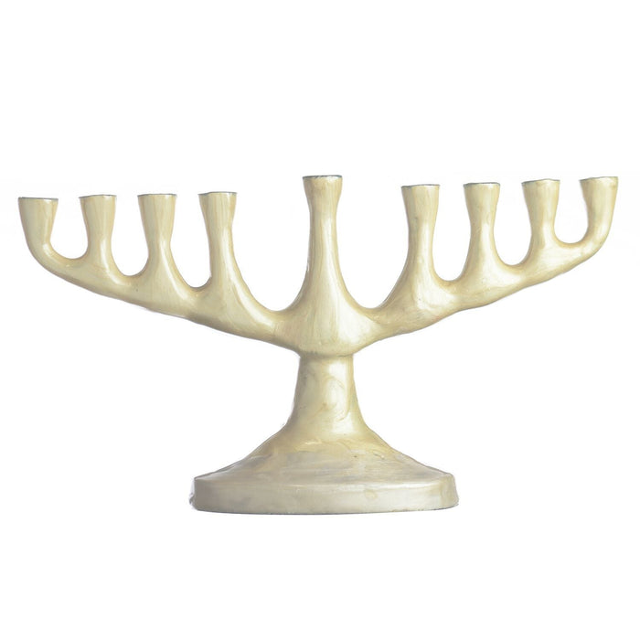 Menorah Stainless Steel Pearl 5.5 x 10" — Chanukah menorah | Judaica Square Lakewood