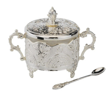 Honey Dish Silver Plated Filigree Design 5.5X3.5X4.5 — Silver-Plated Honey Dish