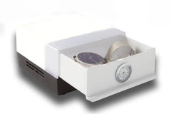 Shabled Shabbos Lamp - Black/White Body: Stainless Steel Clock