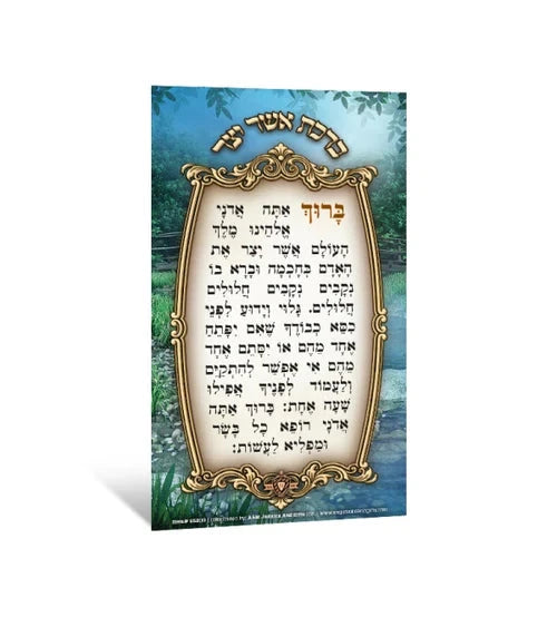 Asher Yatzar Card: Laminate - Blue Backg