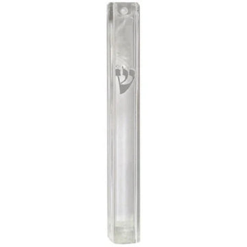 Mezuzah Case: Plastic Clear With Silver 