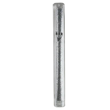 Mezuzah Case: Plastic Clear With Silver 