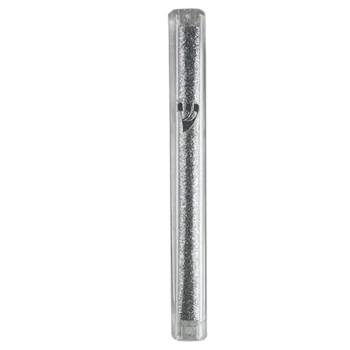 Mezuzah Case: Plastic Clear With Silver 