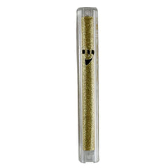Mezuzah Case: Plastic Clear With Gold Stones