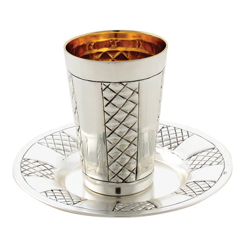Kiddush Cup And Tray: Silver Plated Diam
