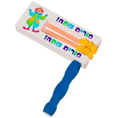 Purim Groggers: Wood Clown Design - White