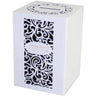 Tzedakah Box: Wood Floral Design - White