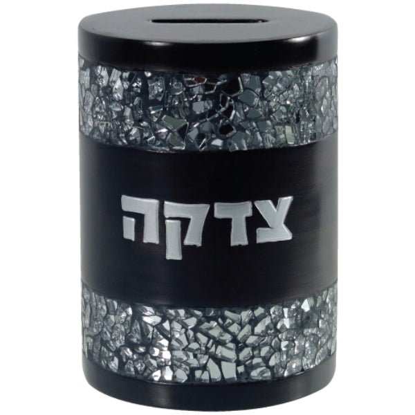 Tzedakah Box: Round Shaped Polyresin Crushed Glass Design