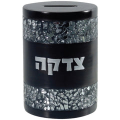 Tzedakah Box: Round Shaped Polyresin Crushed Glass Design