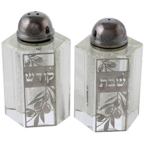 Salt & Pepper Shaker Set: Crystal & Silv