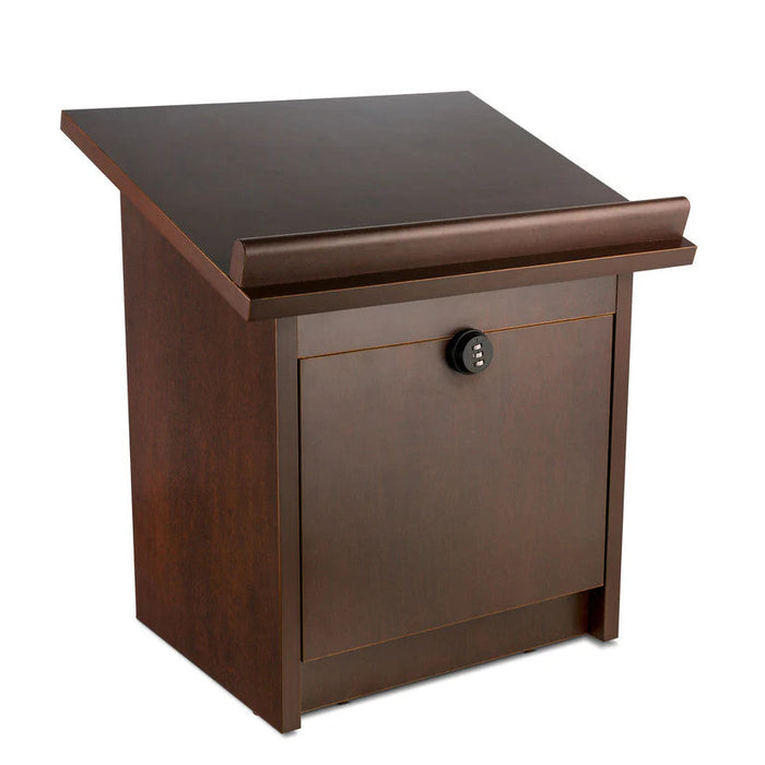 Table top Wood Shtender With Combination Lock-Brown Walnut (MC-STNAWBW)