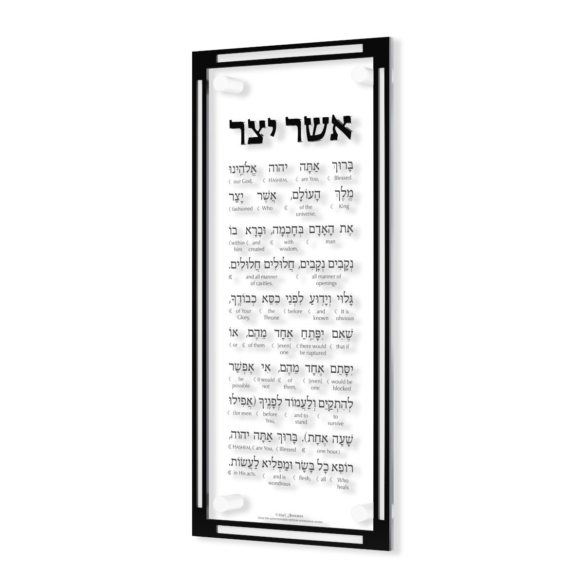 Classic Asher Yatzar Wall Card — Nusach & Size Options (FeldArt), Acrylic | Judaica Square Lakewood
