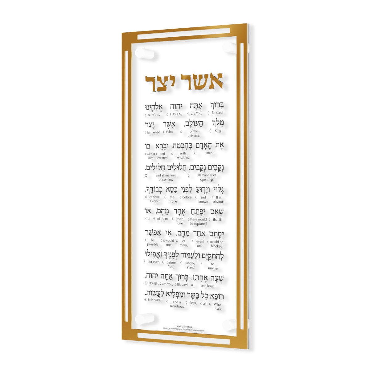 Classic Asher Yatzar Wall Card — Nusach & Size Options (FeldArt), Acrylic | Judaica Square Lakewood
