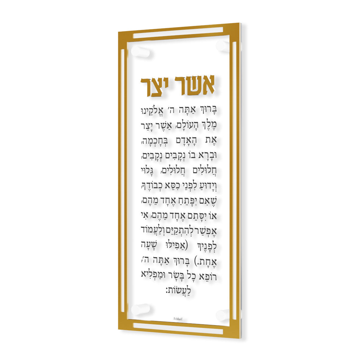 Classic Asher Yatzar Wall Card — Nusach & Size Options (FeldArt), Acrylic | Judaica Square Lakewood