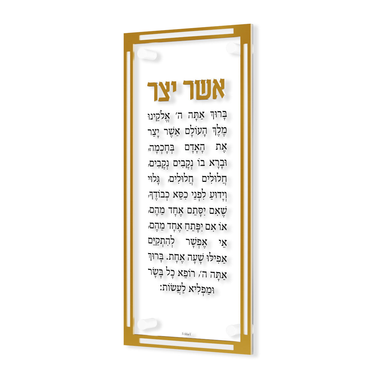 Classic Asher Yatzar Wall Card — Nusach & Size Options (FeldArt), Acrylic | Judaica Square Lakewood