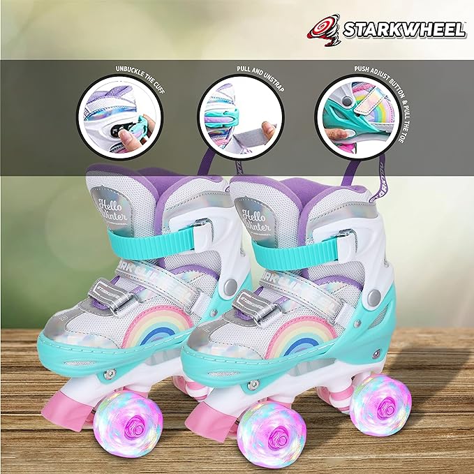 StarkWheel Adjustable Inline Skates - Light-Up Wheels, Kids to Adults — product view, view 2 | Judaica Square Lakewood