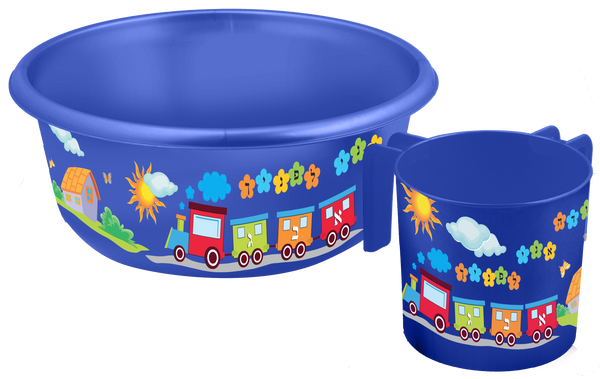 Dark Blue Pail & Cup | Judaica Square Lakewood