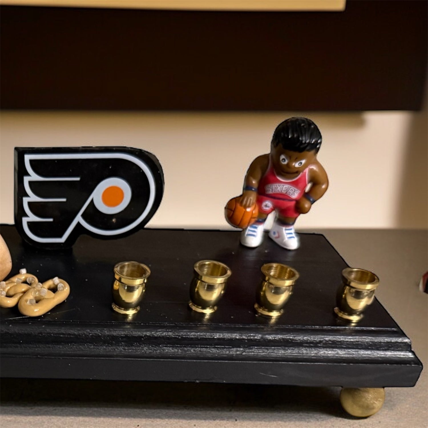 Philly sports menorah — Eagles, Phillies and Flyers charms with clay cheesesteak | Judaica Square Lakewood (view 5)
