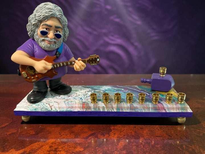 Jerry Garcia Hanukkah Menorah — Artist-Signed Sculpture on Poured Base