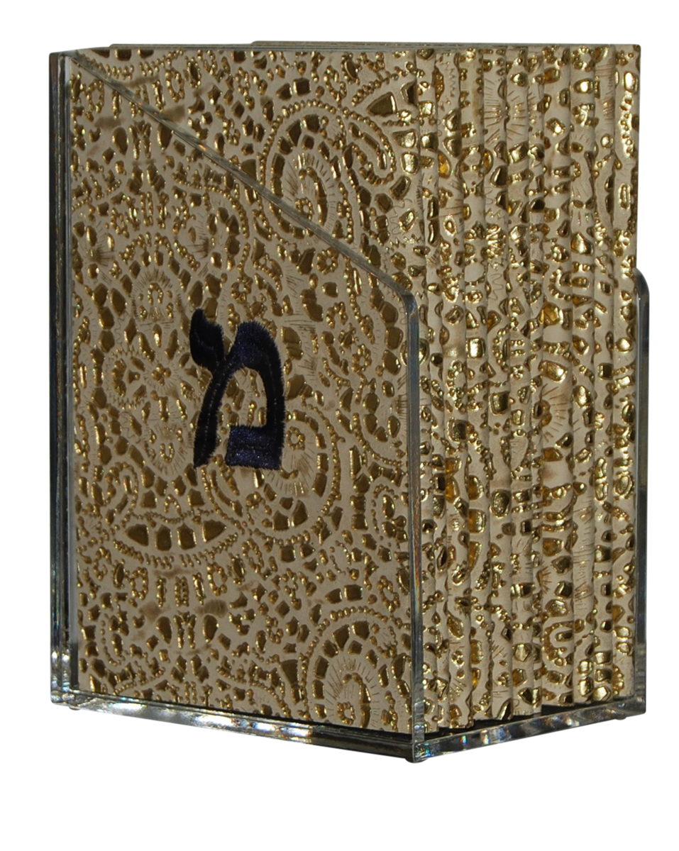 Prestige Leather Bencher — Geometric & Chabad Design, Premier Collection (BEN2-Beige)