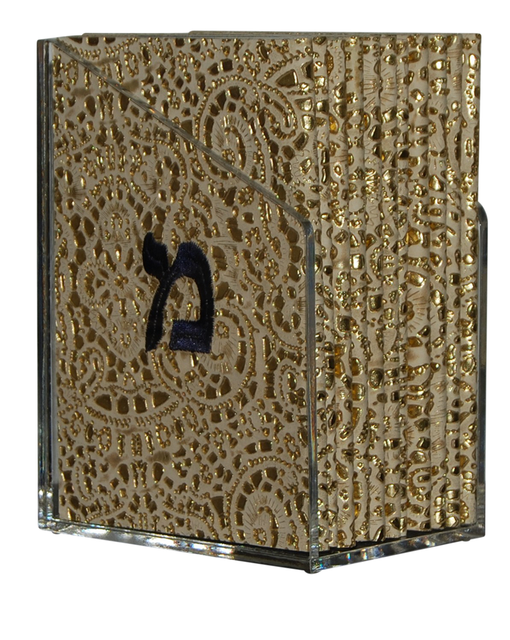 Prestige Leather Bencher — Geometric & Chabad Design, Premier Collection (BEN2-Beige)