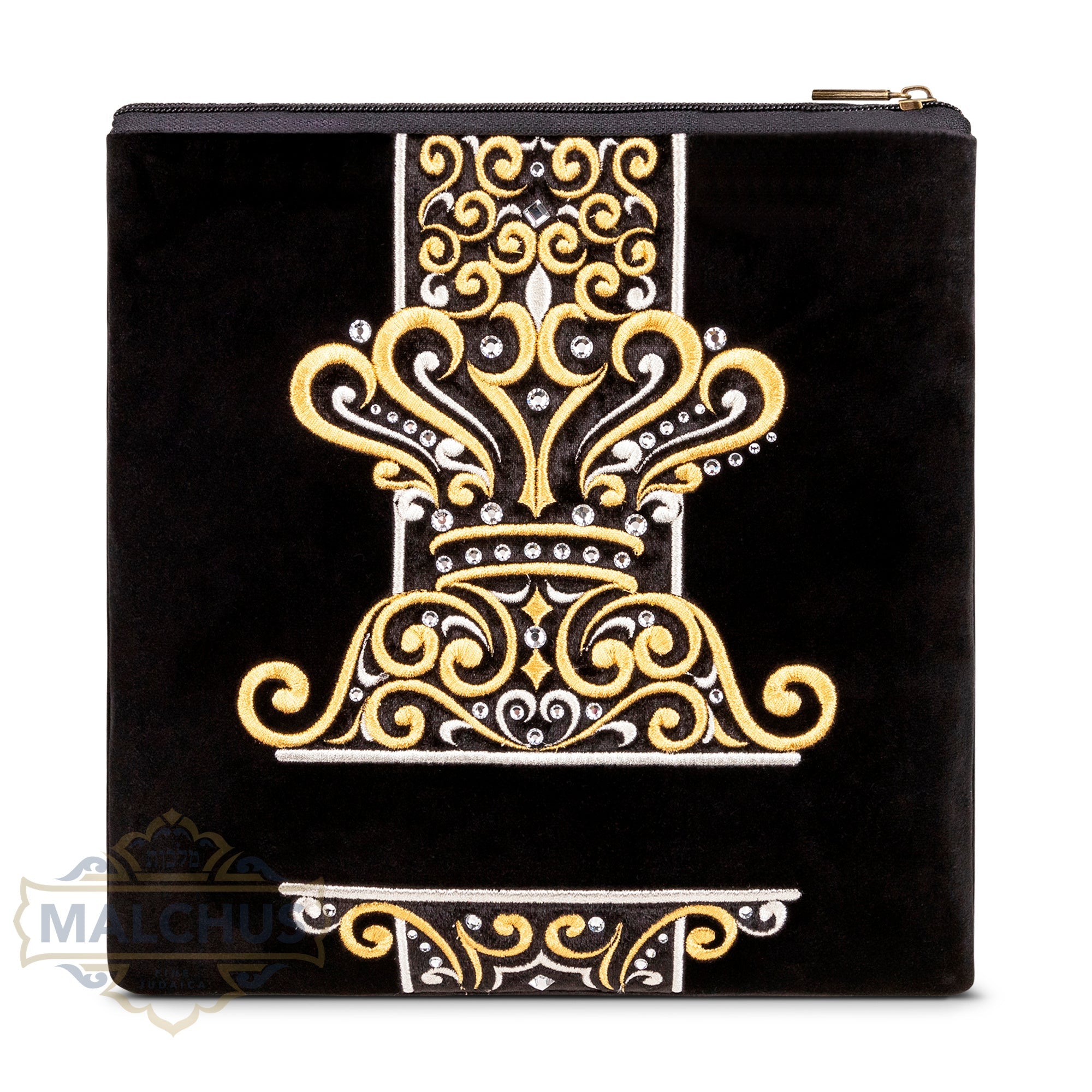 Bag #210 Black Velvet & Gold Embroidery - Judaica Accessories