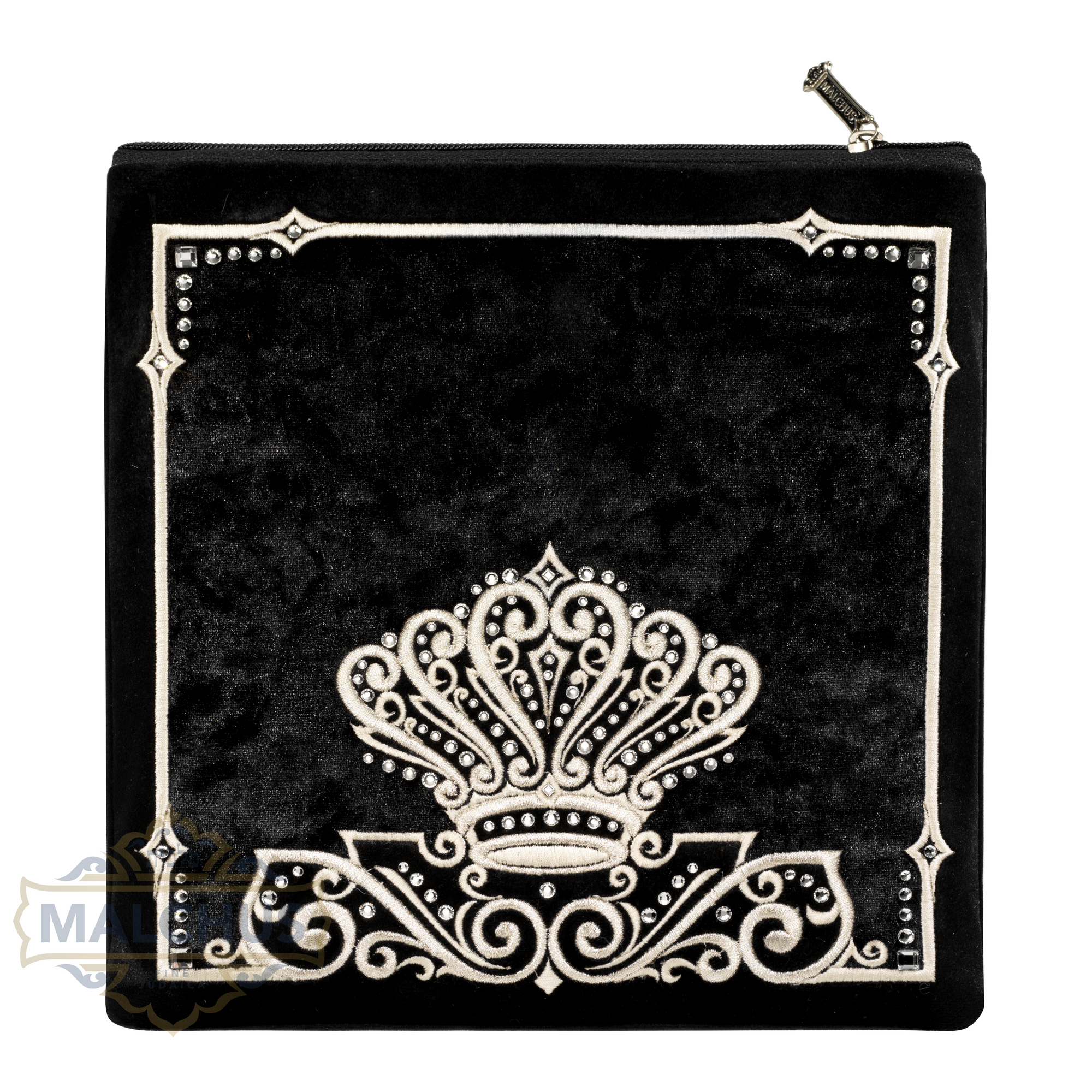 Bag #215 Black Velvet & Silver Emb - Judaica Accessories