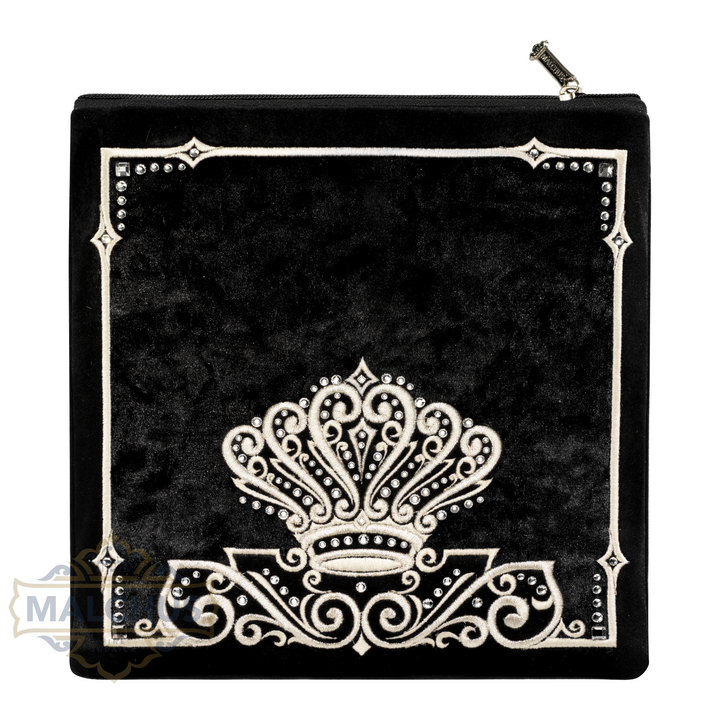Black Velvet Tallis & Tefillin Bag with Silver Embroidery #215