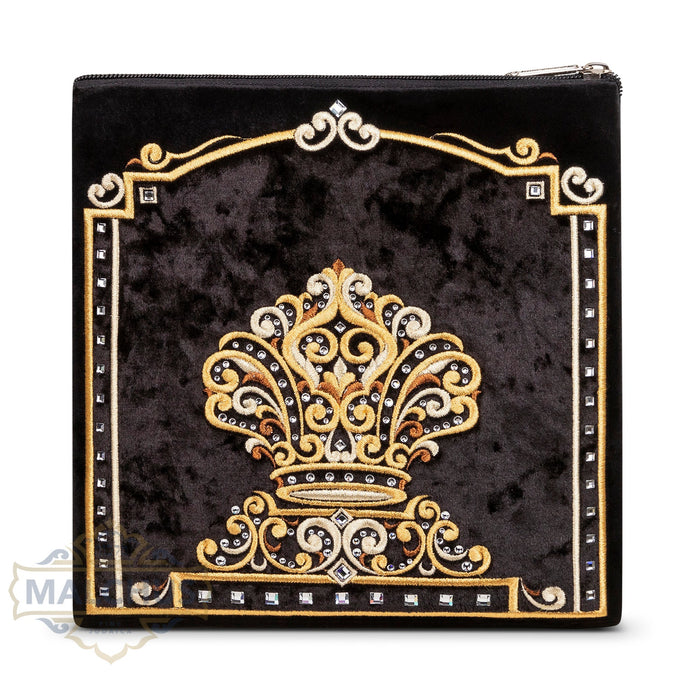 Design 218 black velvet bag with gold embroidered frame | Judaica Square Lakewood