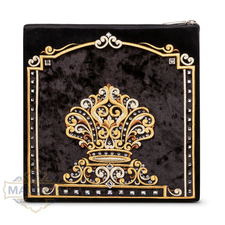 Design 218 black velvet bag with gold embroidered frame | Judaica Square Lakewood