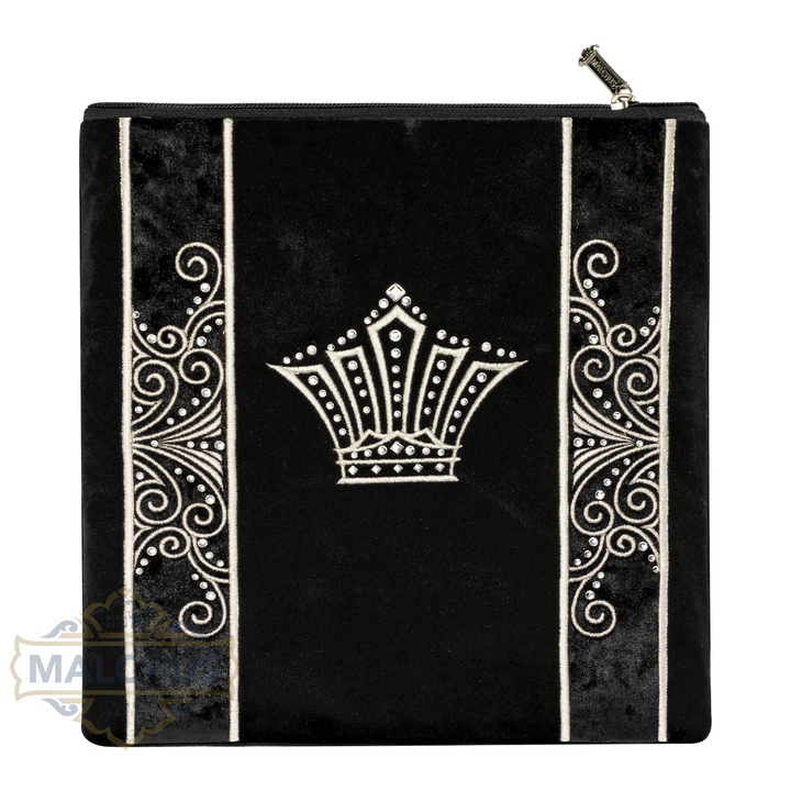 Black Velvet Tallis & Tefillin Bag with Silver Embroidery #220