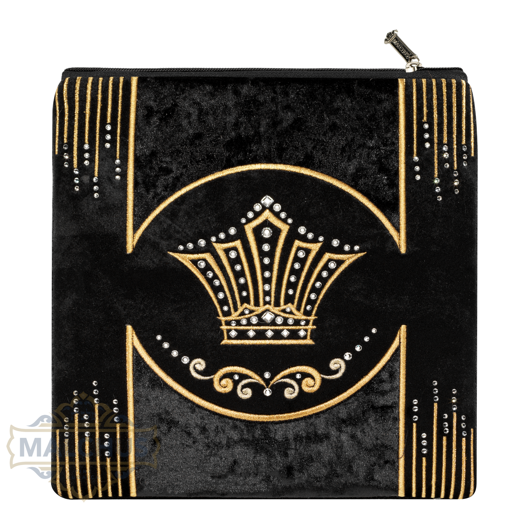 Bag #240 Black Velvet & Gold Emb - Judaica Accessories