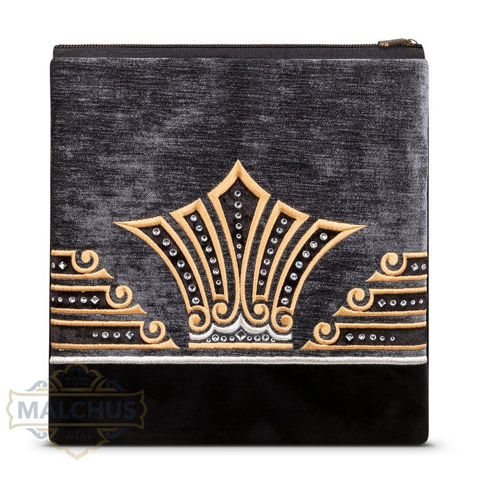 Design 251 black velvet bag with gold embroidered centre panel | Judaica Square Lakewood