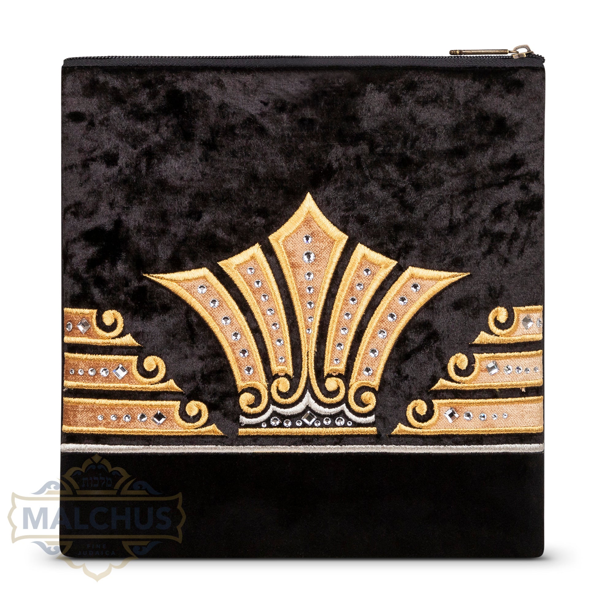 Bag #252 Black Velvet & Gold Emb - Judaica Accessories