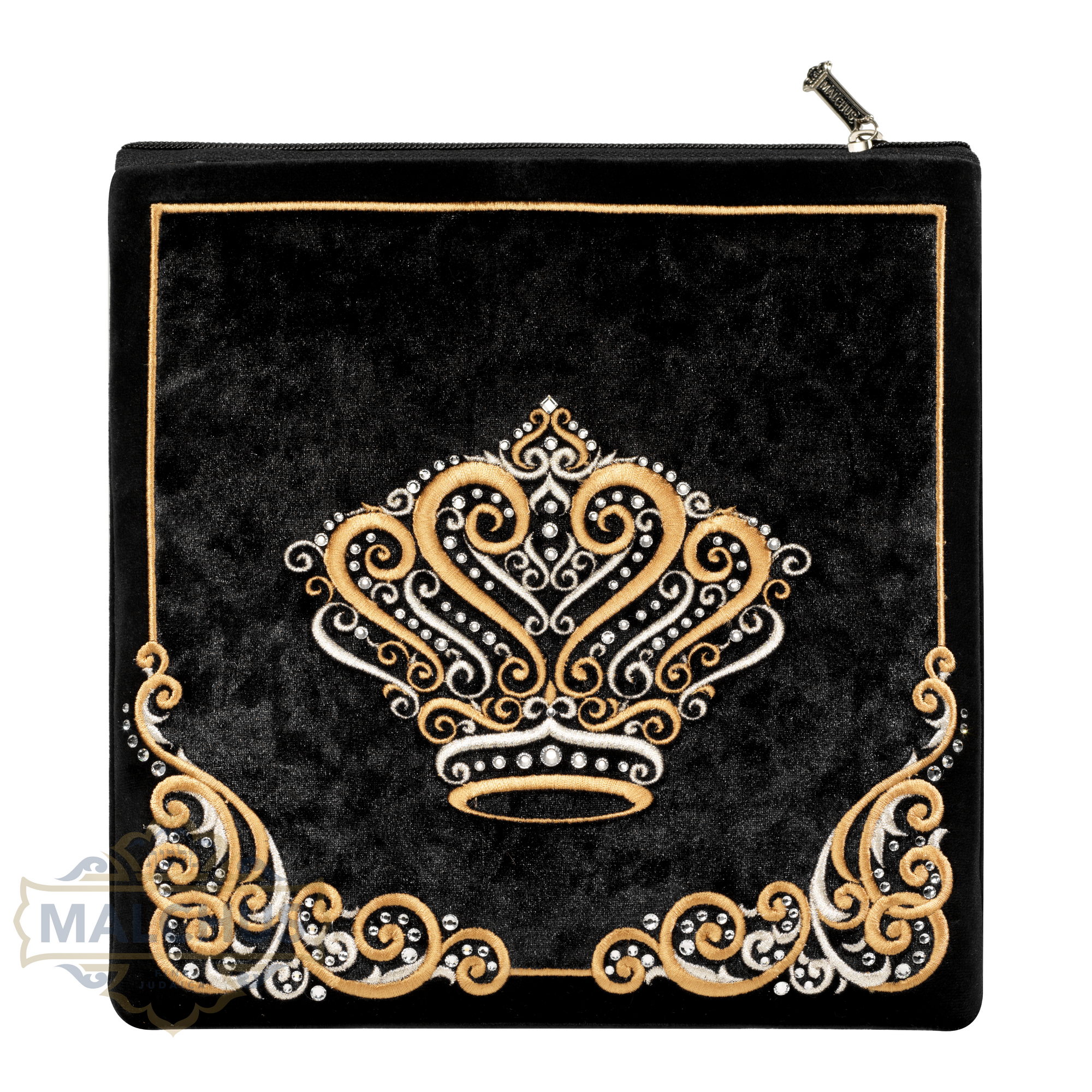 Bag #260 Black Velvet & Gold Emb - Judaica Accessories