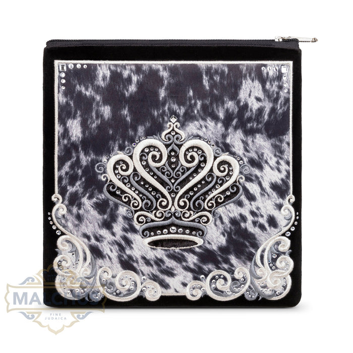 Design 261 silver embroidered black velvet tallis bag | Judaica Square Lakewood
