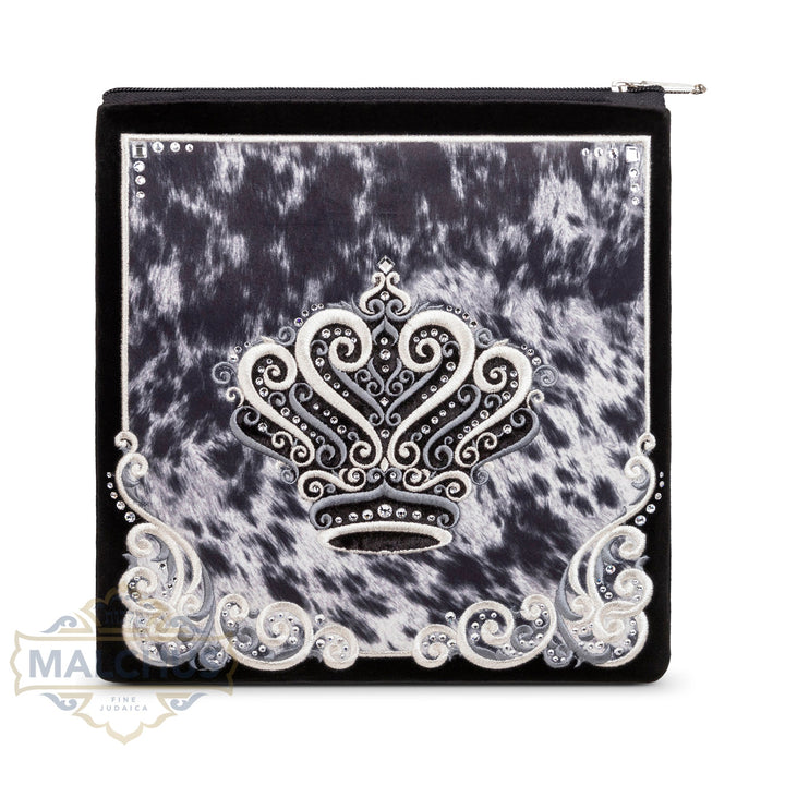Black Velvet Tallis & Tefillin Bag with Silver Embroidery #261